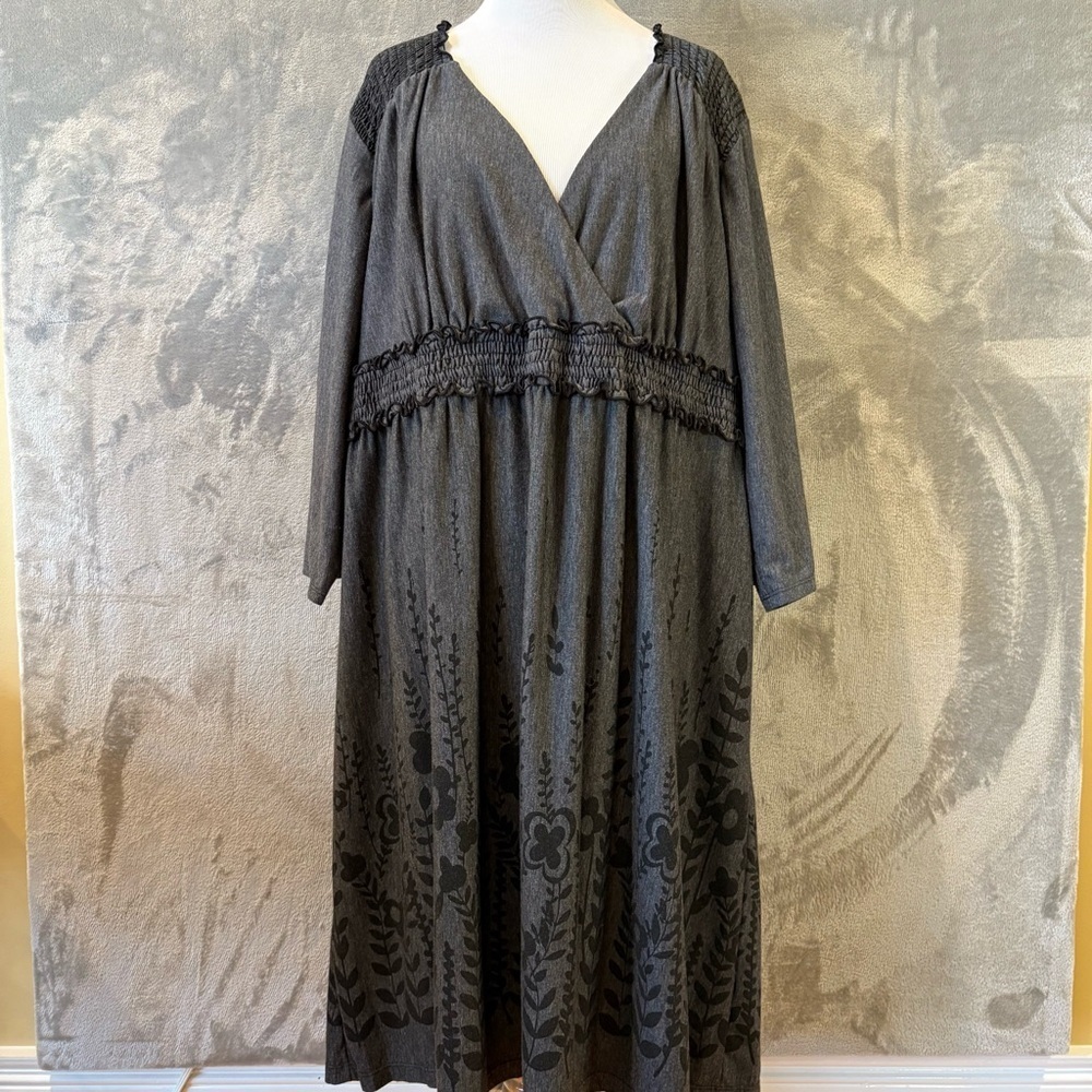 Cottagecore Embellished Stretch Floral Monochrome Wmn’s Dress Sz 3X